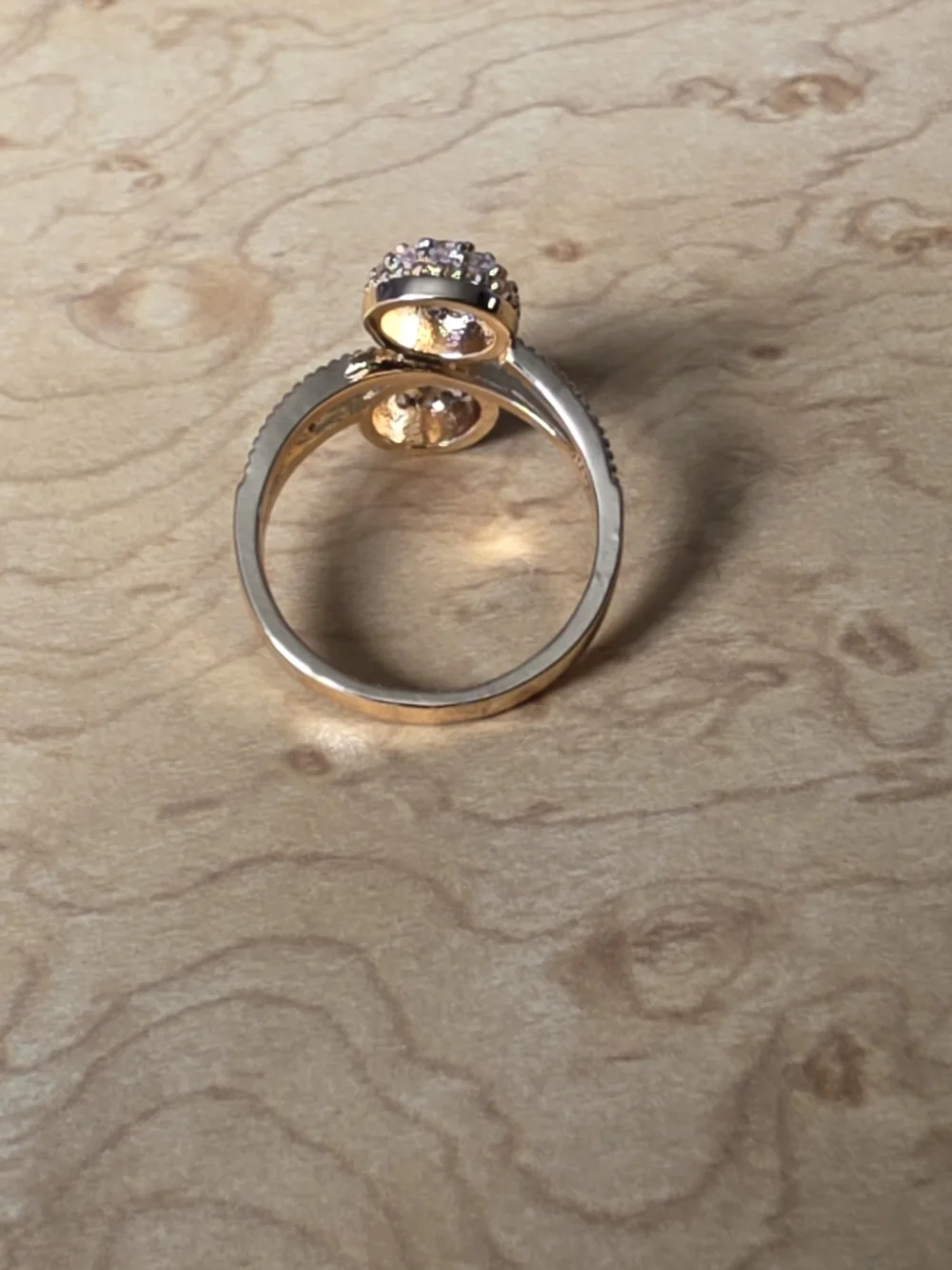 Source Unknown Rose Gold Plated Over Brass Double Crystal Cluster Ring Size 8.5